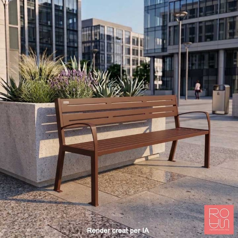 Banc urbà Silaos amb recolza braç en tot acer de 1800 mm